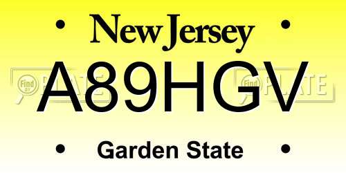 A89HGV New Jersey License Plate