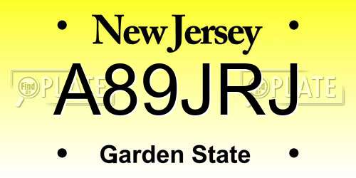 A89JRJ New Jersey License Plate
