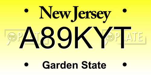 A89KYT New Jersey License Plate