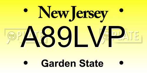 A89LVP New Jersey License Plate