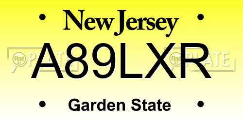 A89LXR New Jersey License Plate