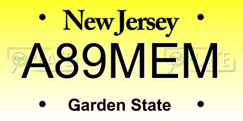A89MEM New Jersey License Plate