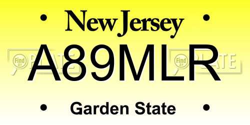 A89MLR New Jersey License Plate