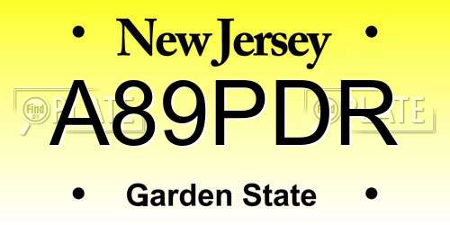 A89PDR New Jersey License Plate
