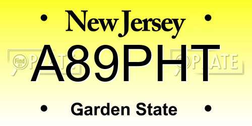 A89PHT New Jersey License Plate