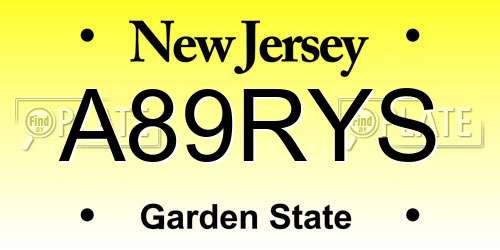 A89RYS New Jersey License Plate