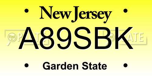 A89SBK New Jersey License Plate