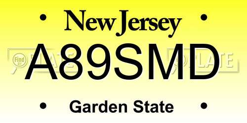 A89SMD New Jersey License Plate