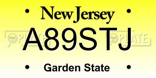 A89STJ New Jersey License Plate