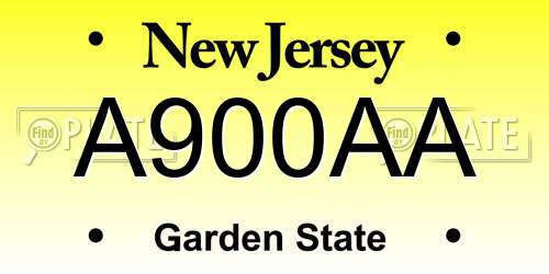 A900AA New Jersey License Plate