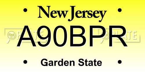 A90BPR New Jersey License Plate