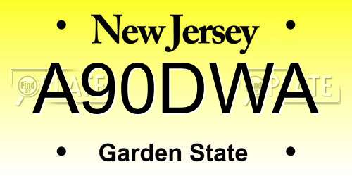 A90DWA New Jersey License Plate