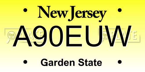 A90EUW New Jersey License Plate