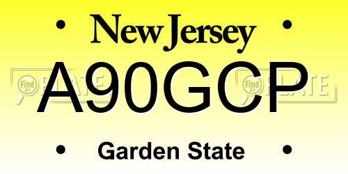 A90GCP New Jersey License Plate
