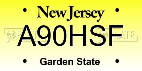A90HSF New Jersey License Plate