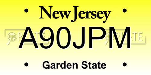 A90JPM New Jersey License Plate