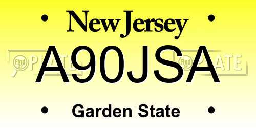 A90JSA New Jersey License Plate