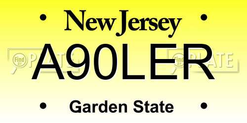 A90LER New Jersey License Plate
