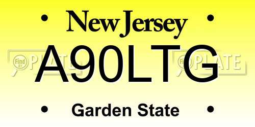 A90LTG New Jersey License Plate