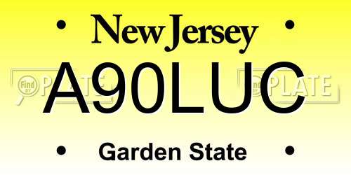 A90LUC New Jersey License Plate