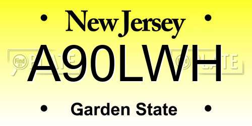 A90LWH New Jersey License Plate