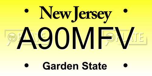 A90MFV New Jersey License Plate