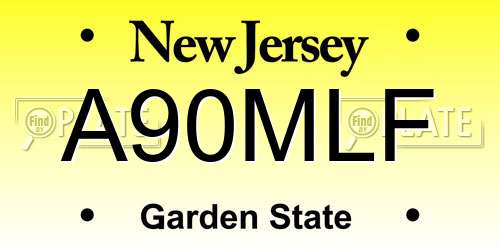 A90MLF New Jersey License Plate