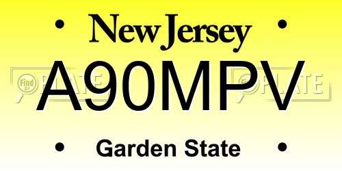A90MPV New Jersey License Plate