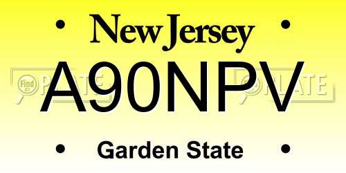 A90NPV New Jersey License Plate