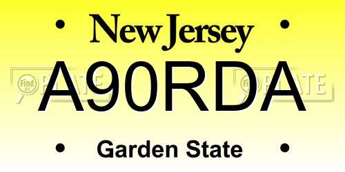 A90RDA New Jersey License Plate