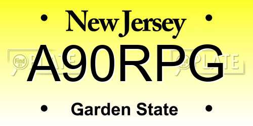 A90RPG New Jersey License Plate