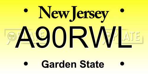 A90RWL New Jersey License Plate