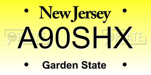 A90SHX New Jersey License Plate