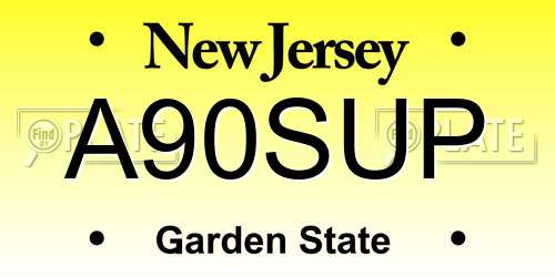 A90SUP New Jersey License Plate