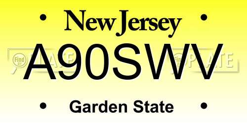A90SWV New Jersey License Plate