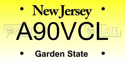 A90VCL New Jersey License Plate