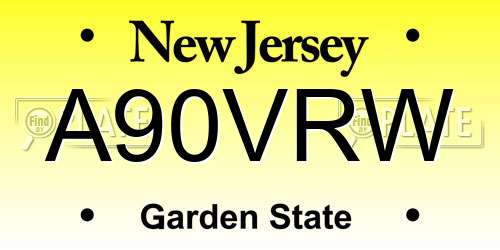 A90VRW New Jersey License Plate