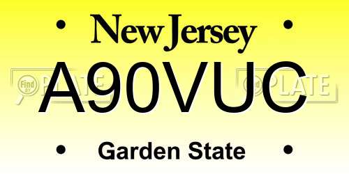 A90VUC New Jersey License Plate