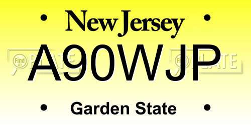 A90WJP New Jersey License Plate