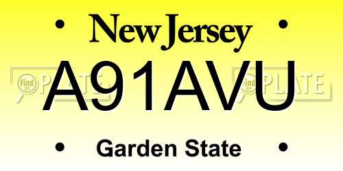 A91AVU New Jersey License Plate