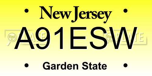 A91ESW New Jersey License Plate