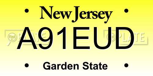 A91EUD New Jersey License Plate