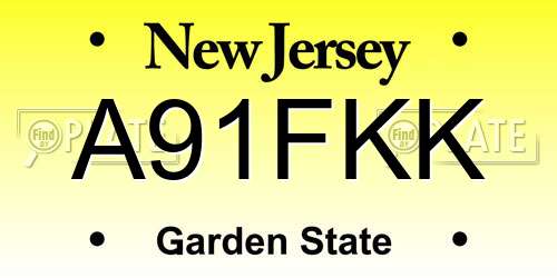 A91FKK New Jersey License Plate