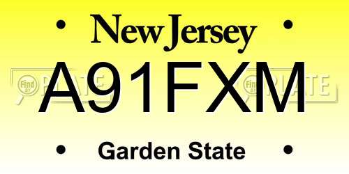 A91FXM New Jersey License Plate