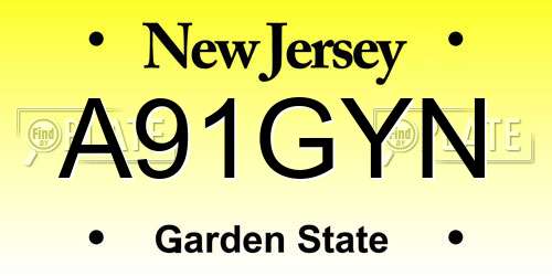 A91GYN New Jersey License Plate