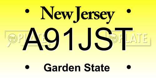 A91JST New Jersey License Plate