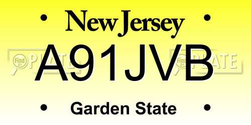 A91JVB New Jersey License Plate