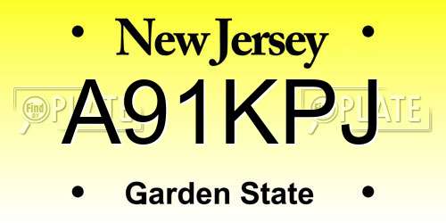 A91KPJ New Jersey License Plate