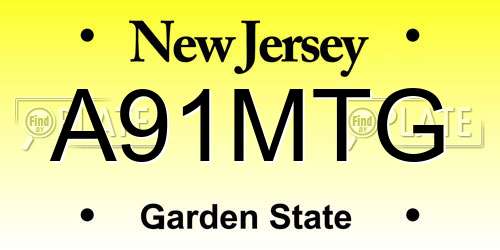 A91MTG New Jersey License Plate