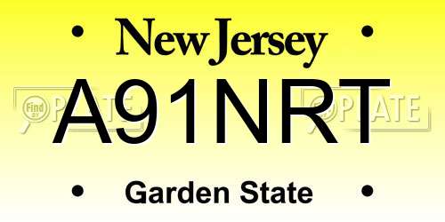 A91NRT New Jersey License Plate